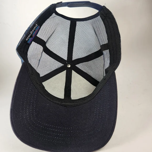 PATAGONIA Cap Hat Black Snap Back Patch Trucker Mesh Mountain Outdoors - Picture 8 of 10